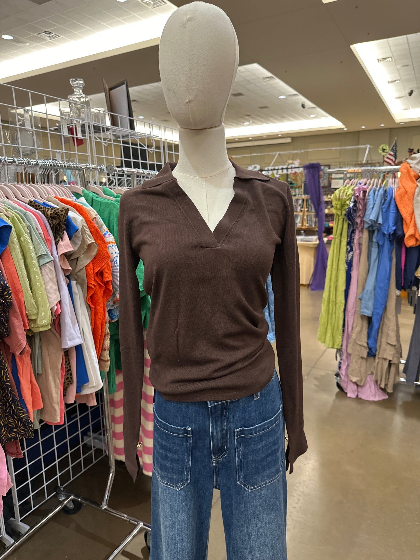 Sal Long Sleeve V Neck Top