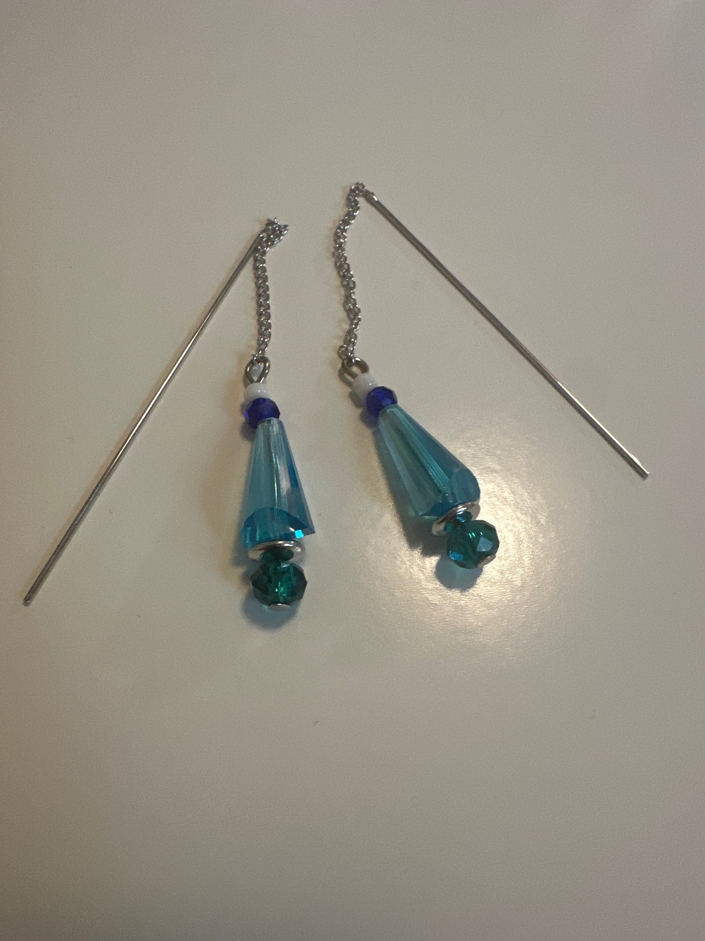 LAF 15 Silver and Blue Dangle Earrings