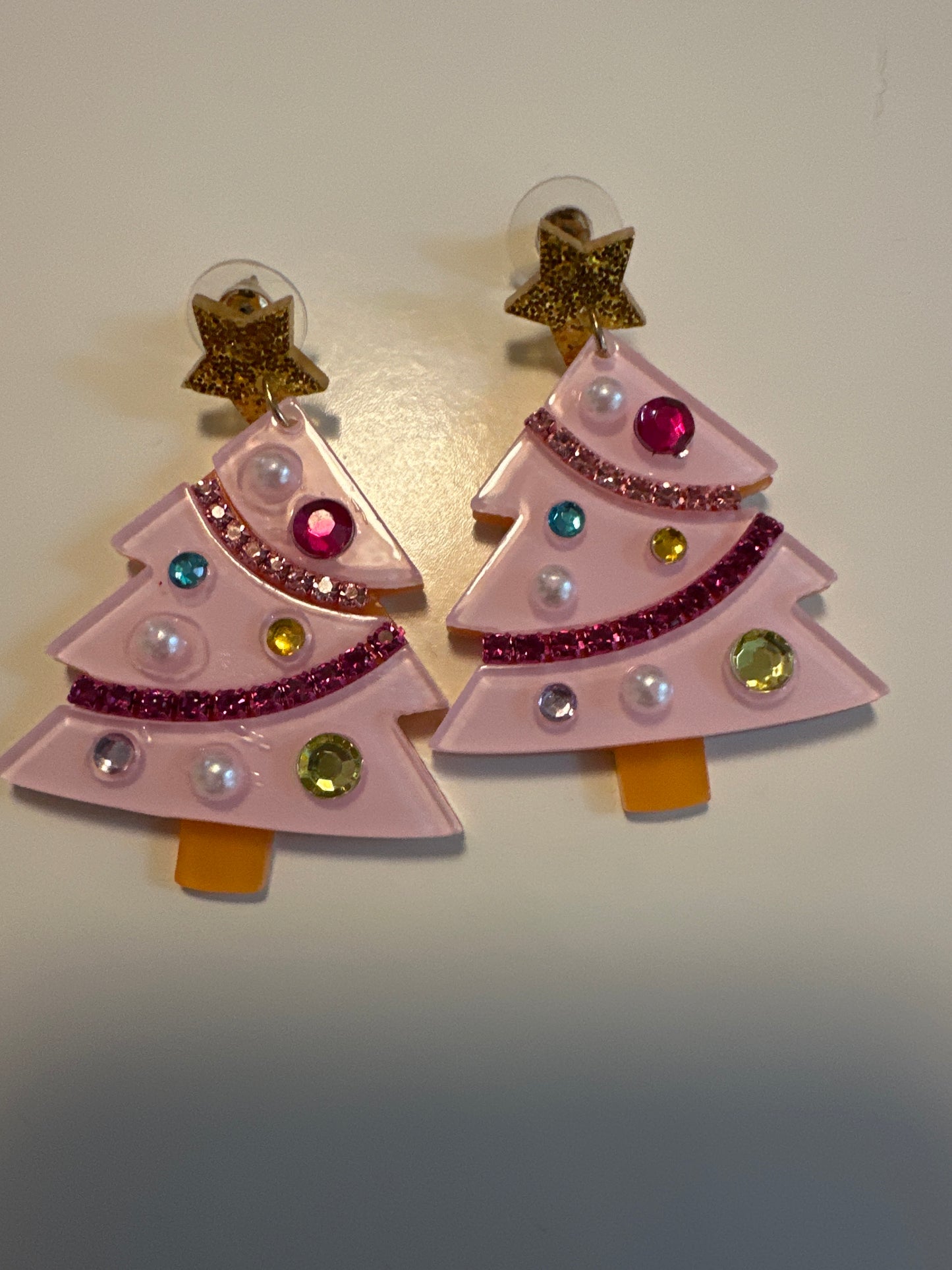 APG 15 Pink Christmas Tree Earrings