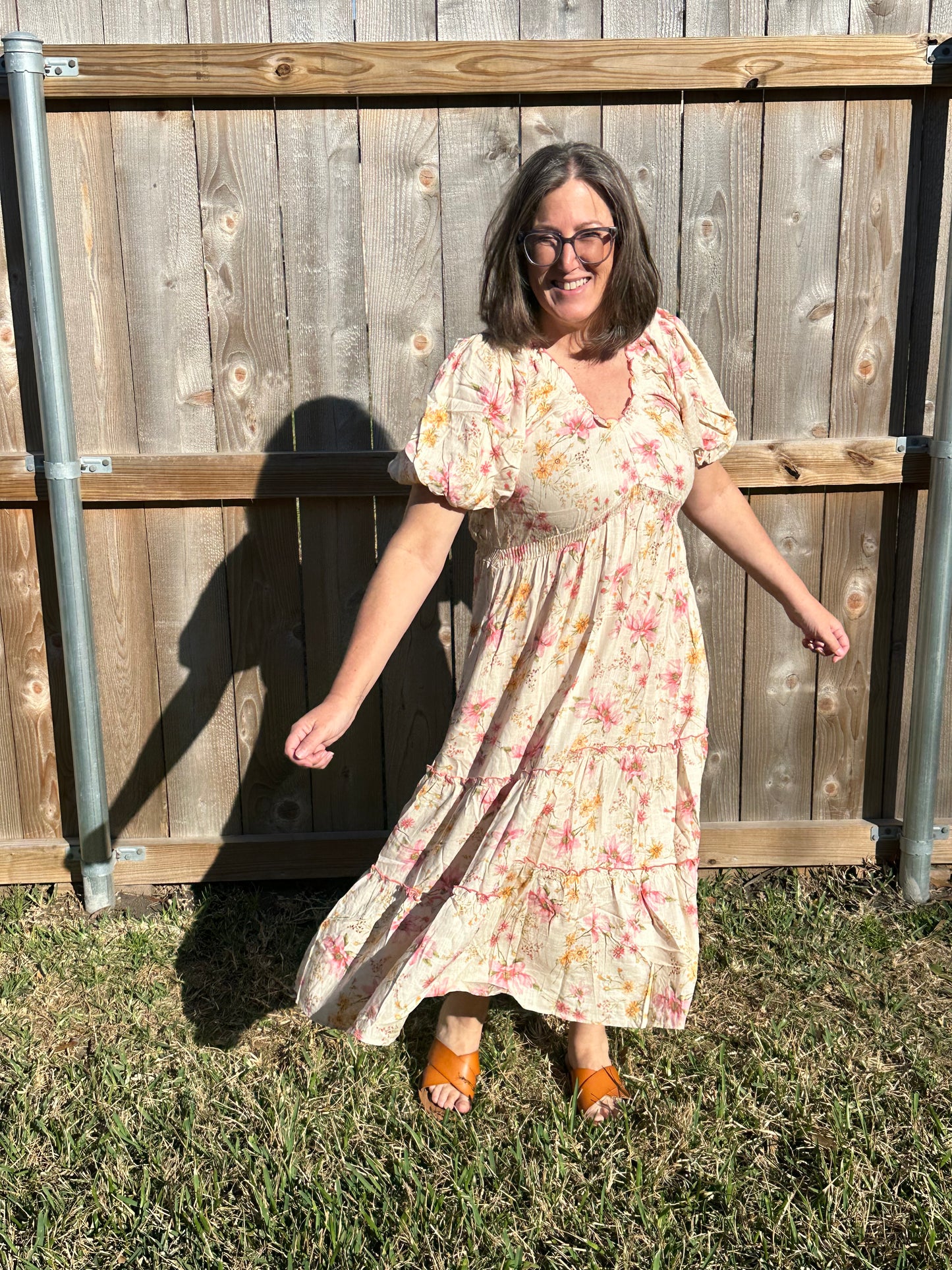 Gilma Bubble Sleeve Floral Print Dress