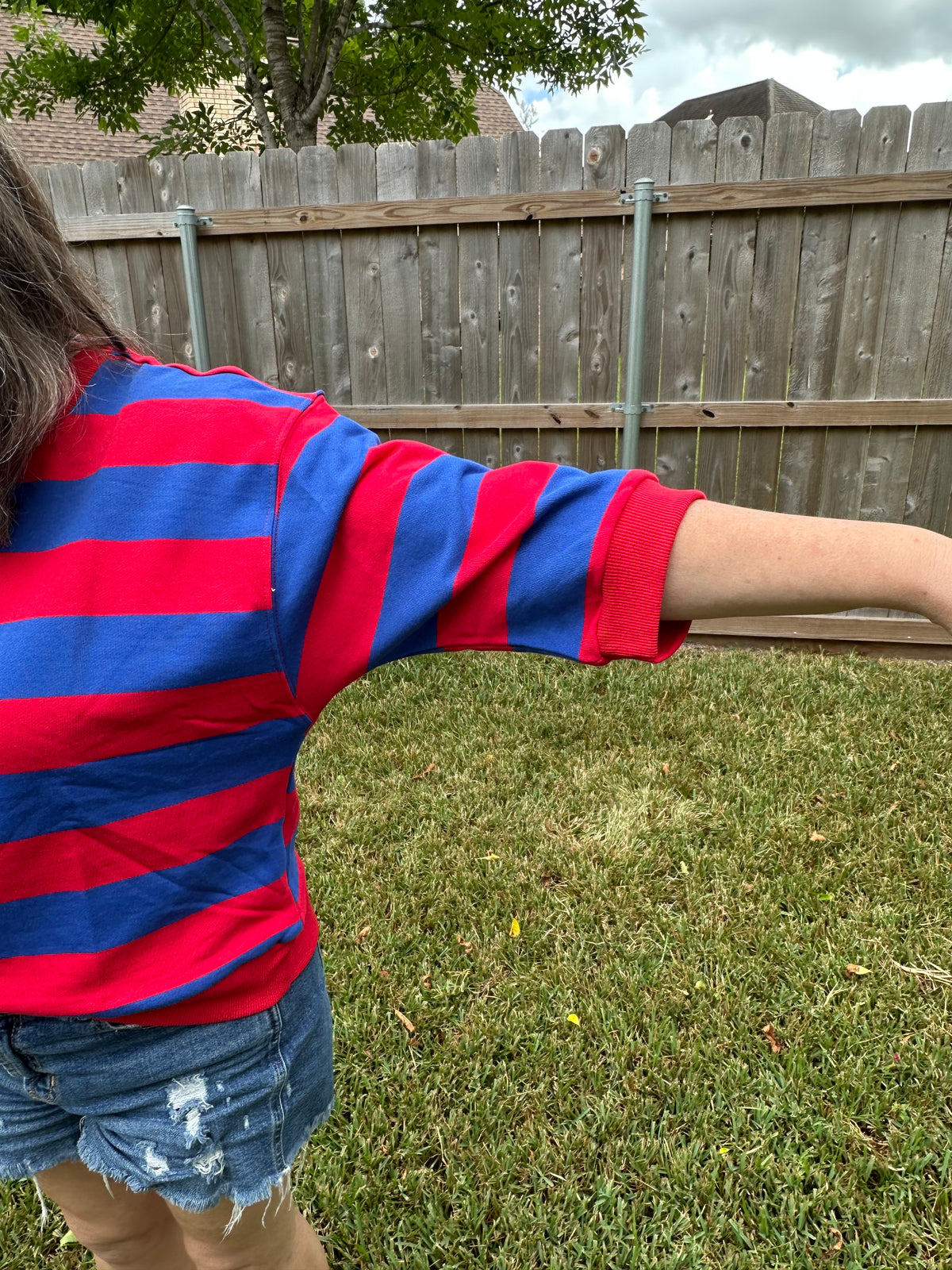 Adeline Red and Royal Striped Top