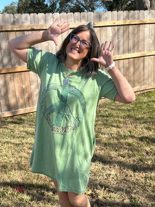 Alanna Patchwork Peace Sign Dress