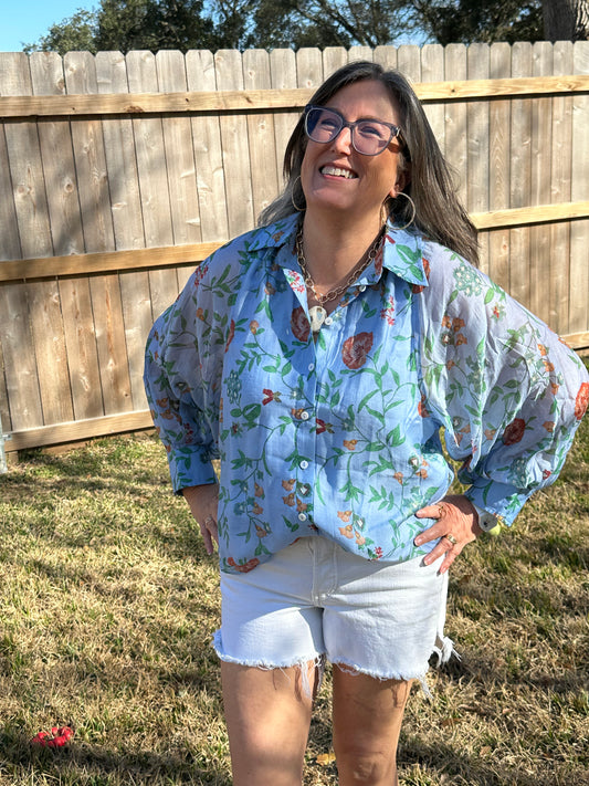 Violet Floral Print Top