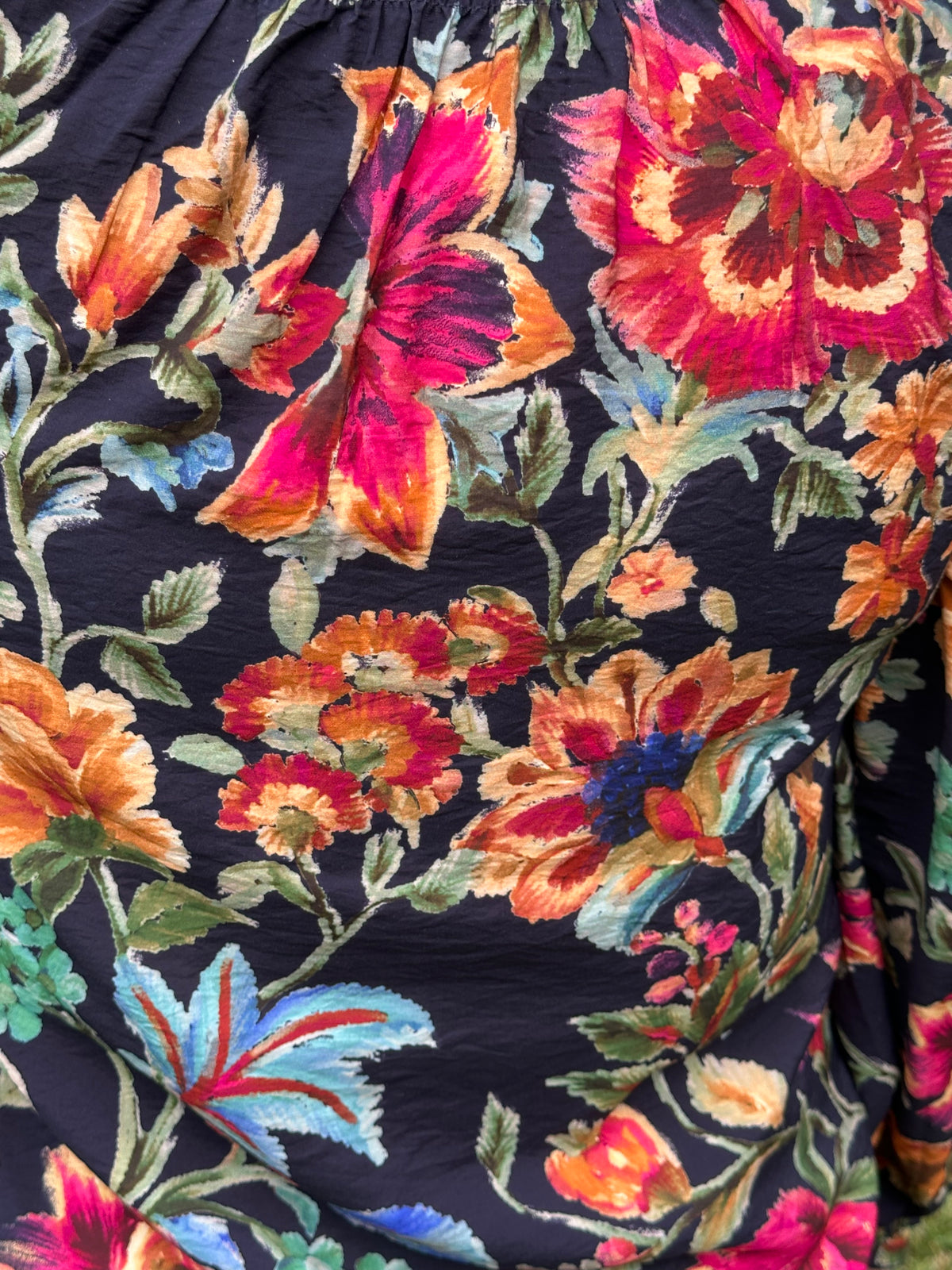 Vintage Autumn Floral Puff Sleeve Blouse