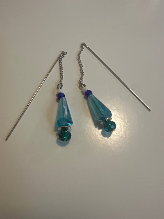 LAF 15 Silver and Blue Dangle Earrings