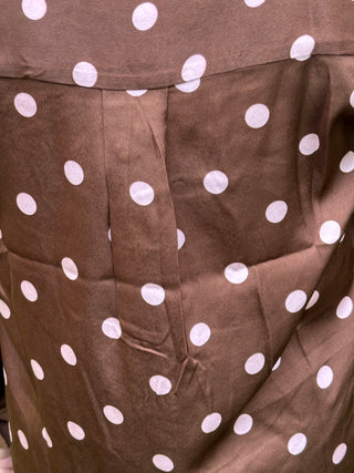Susan Satin Polka Dot Blouse – Pink & Brown Button-Down