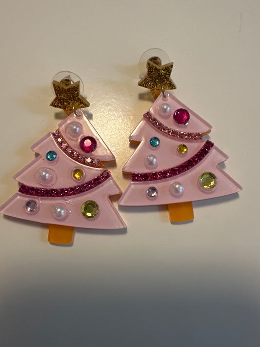 APG 15 Pink Christmas Tree Earrings