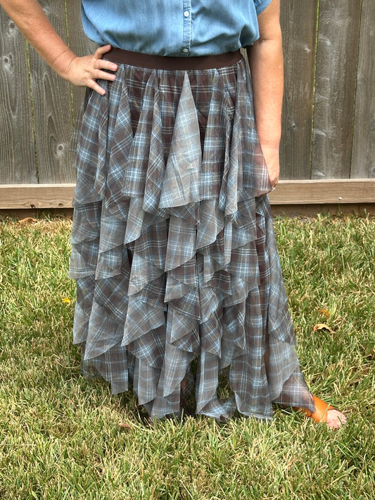 Wanda mesh plaid skirt