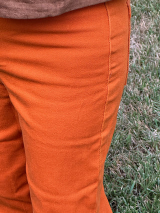 Lucy Stretch Wide Leg Jeans - Vibrant Pumpkin Denim