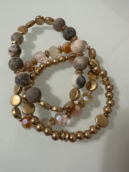 APG 2 - Gold, Pink, and Gray Bracelet set