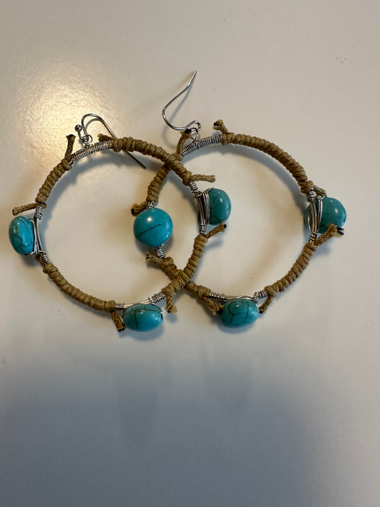 LAF 6 Turquoise Hoop Earrings