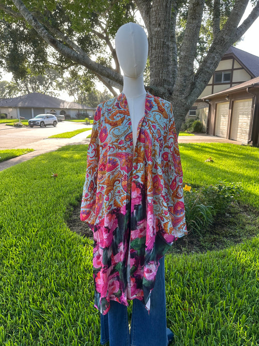 Paisley and floral kimono