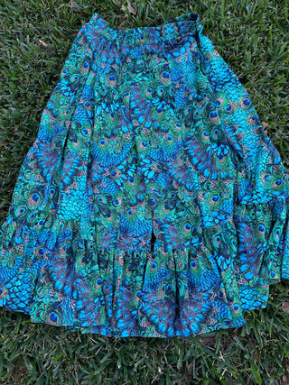 Colorful patterned pants on grass