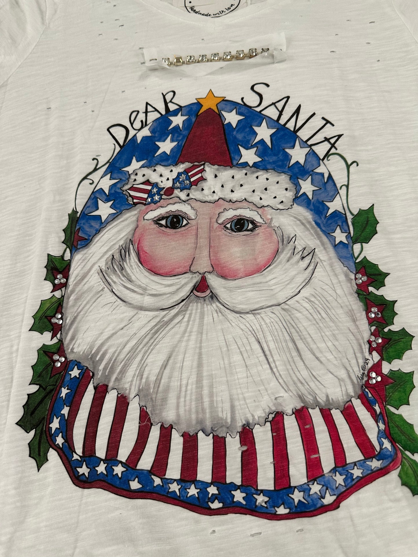 Patriotic Santa Distressed Tee